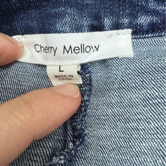 Cherry mellow.  Green Maxi Skirt with Denim Waist - Picture 6 of 6